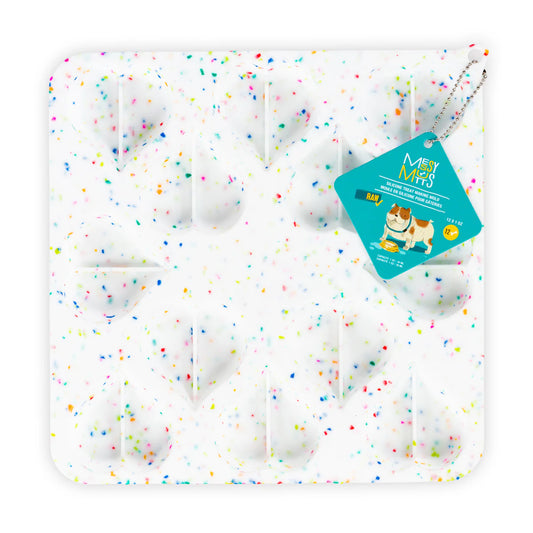 Messy Mutts Silicone Bake & Freeze Treat Mold – Heart Confetti 9”x9”