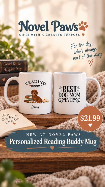 Personalized Reading Buddy Dog Mug -15oz