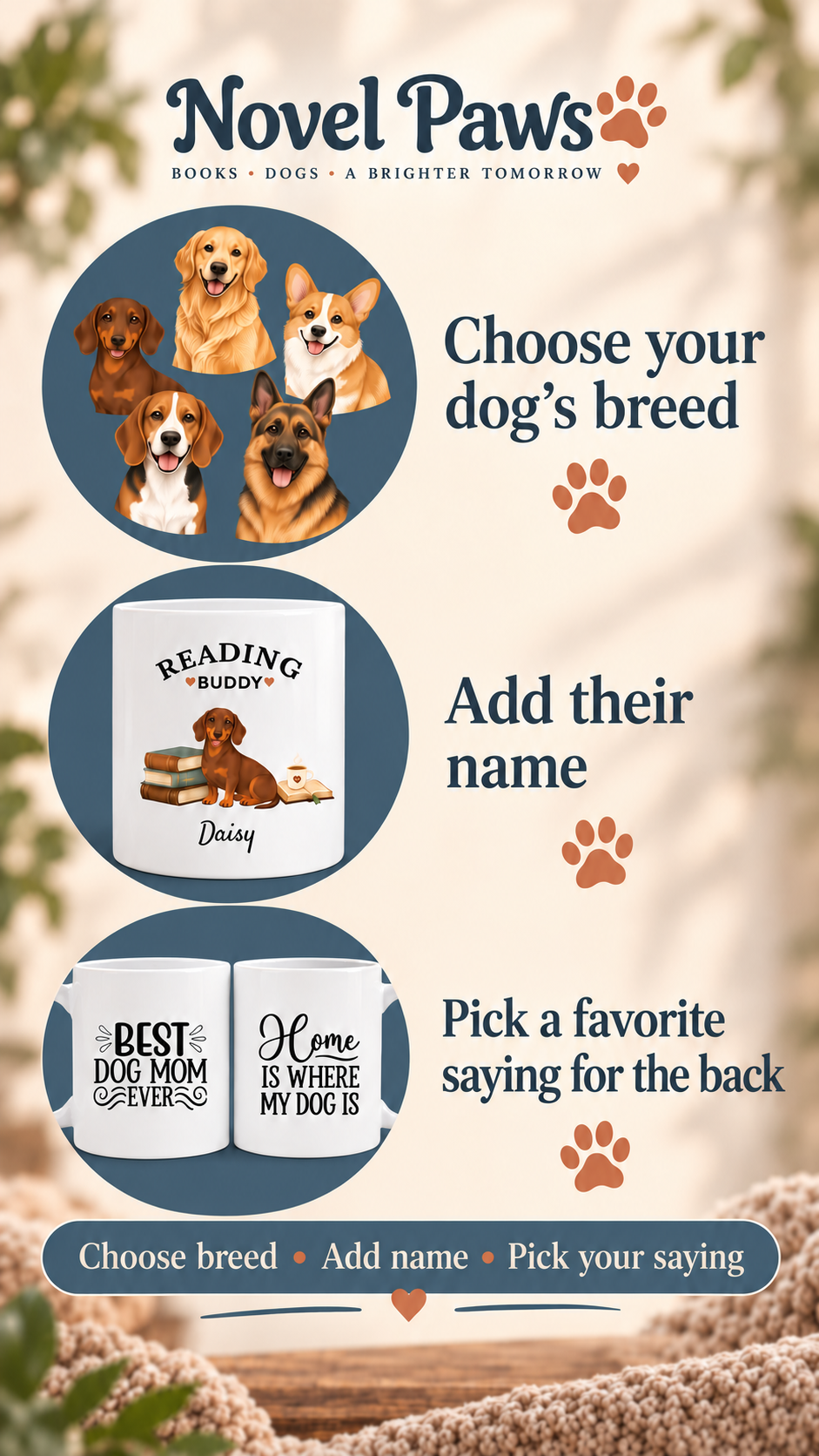 Personalized Reading Buddy Dog Mug -15oz