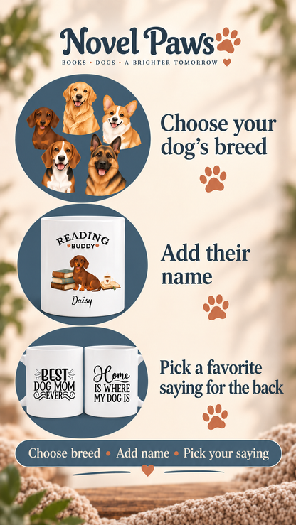Personalized Reading Buddy Dog Mug -15oz