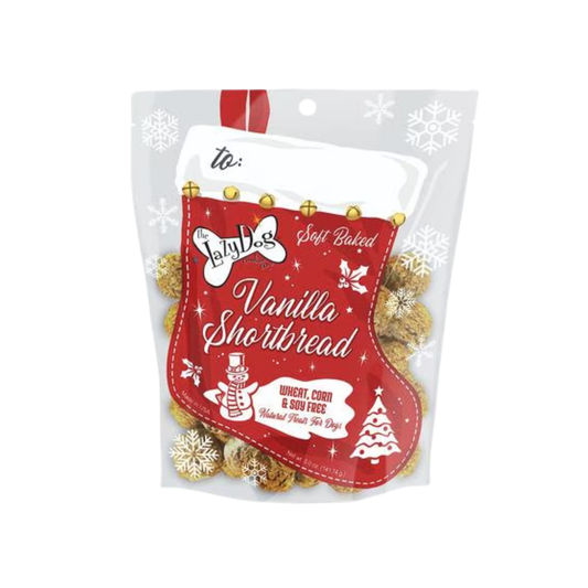 Lazy Dog Vanilla Shortbread Stocking Dog Treat – Holiday Cookie - Novel Paws