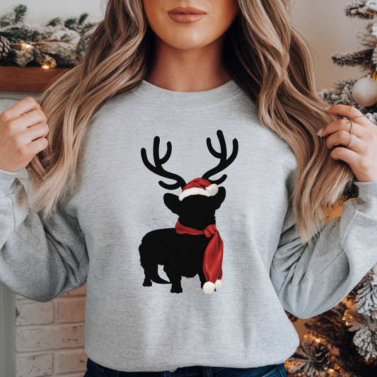 Christmas Corgi Reindeer Sweatshirt — Holiday Dog Lover Crewneck