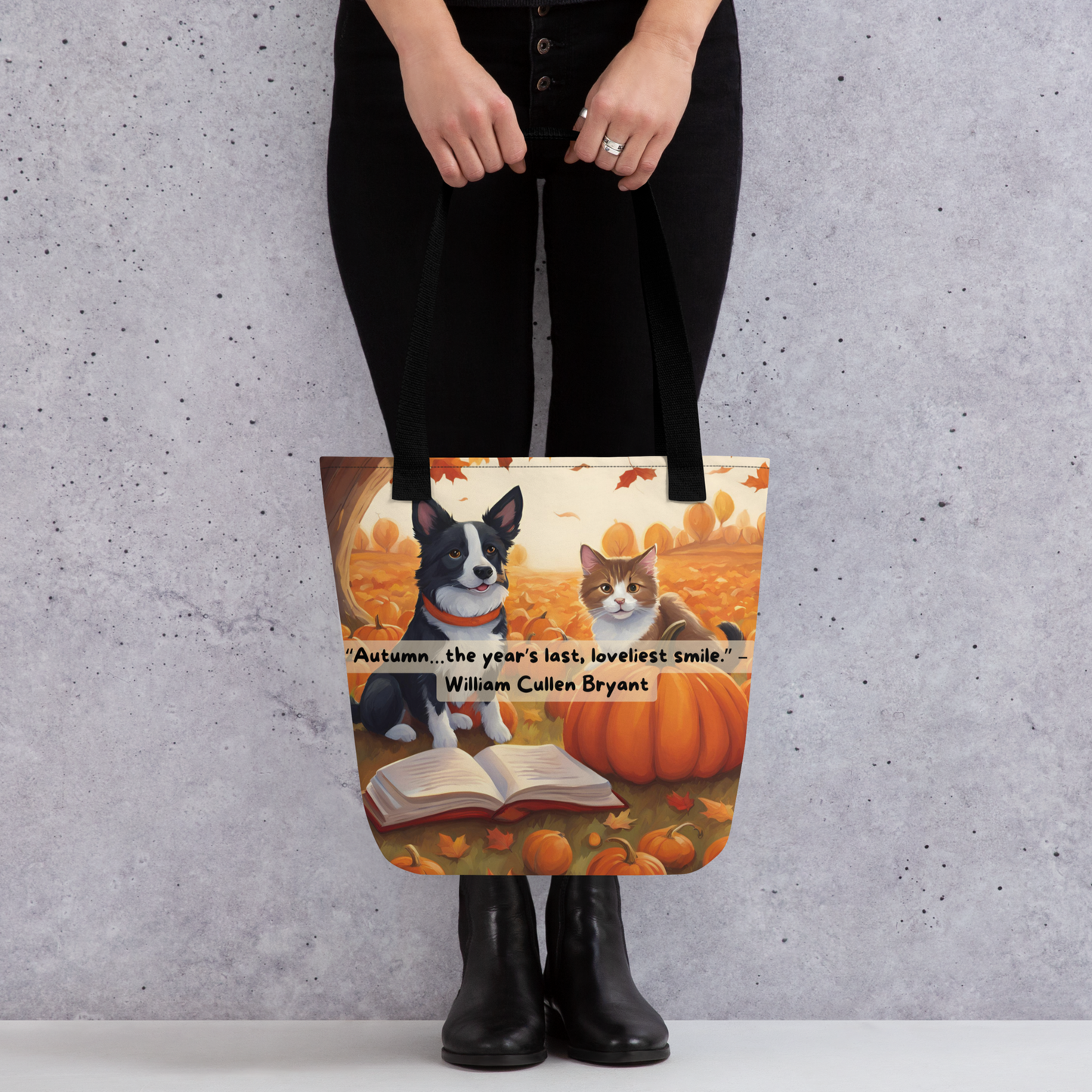 Novel Paws Autumn Reading Tote Bag